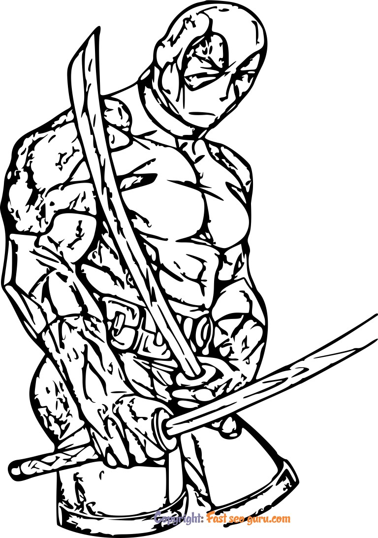 cute deadpool cartoon drawing coloring pages